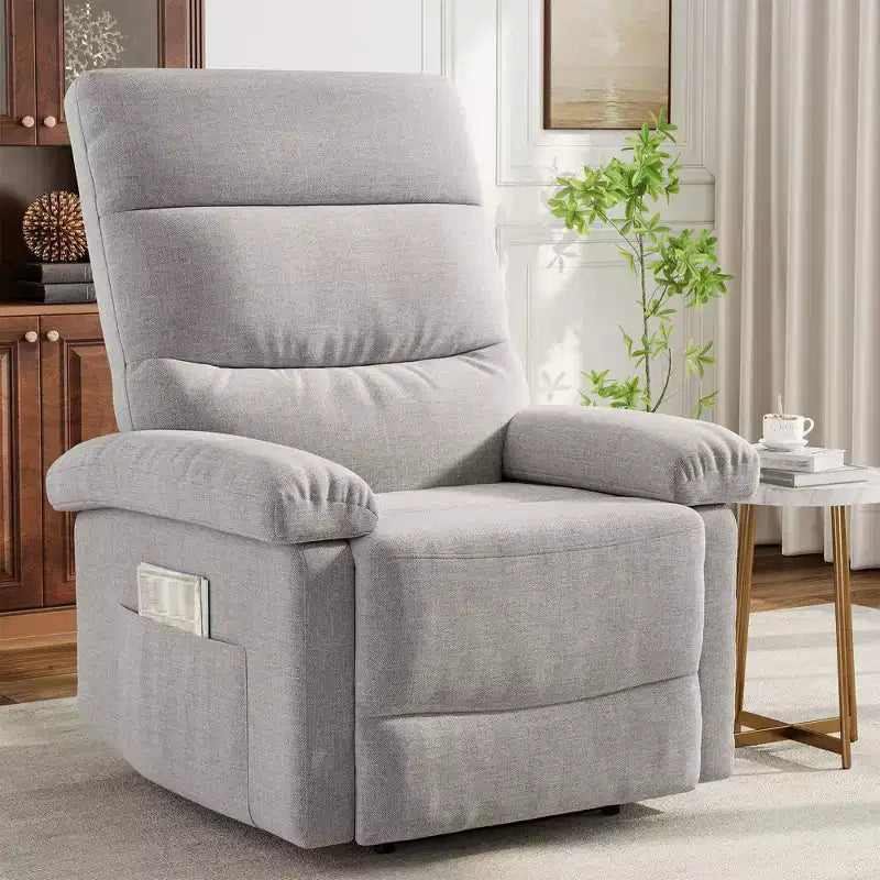 COZONY Recliner Chair for Adults, Manual Fabric Recliner with Side Pocket, Adjustable Ergonomic Single Sofa for Small Living Room, Nursery, Bedroom