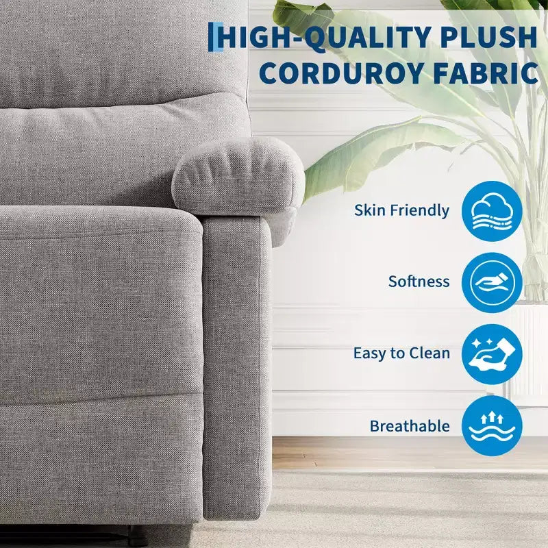 COZONY Recliner Chair for Adults, Manual Fabric Recliner with Side Pocket, Adjustable Ergonomic Single Sofa for Small Living Room, Nursery, Bedroom