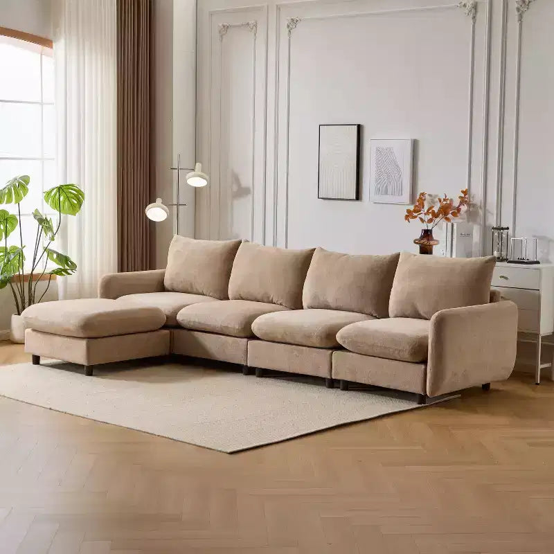 Christopher Knight Home Acker 5 Pieces Modern L Shape Upholstered Sectional Sofa Set