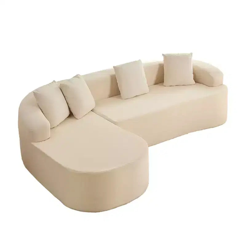 Mjkone 99''Chenille L-Shape Sectional Sofa with Curved ChaiseModern Cloud 3-Seater Sofa