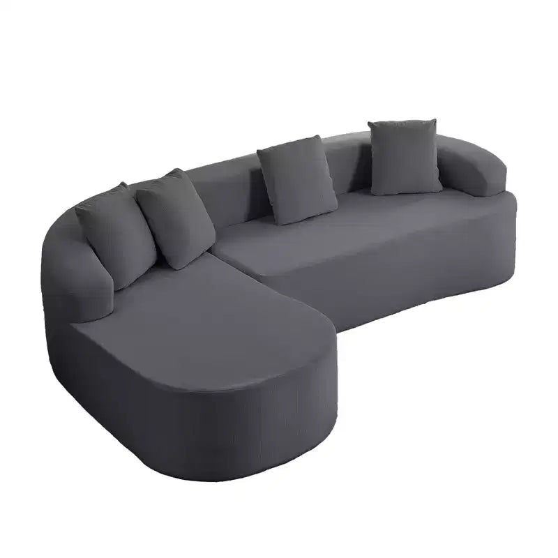 Mjkone 99''Chenille L-Shape Sectional Sofa with Curved ChaiseModern Cloud 3-Seater Sofa