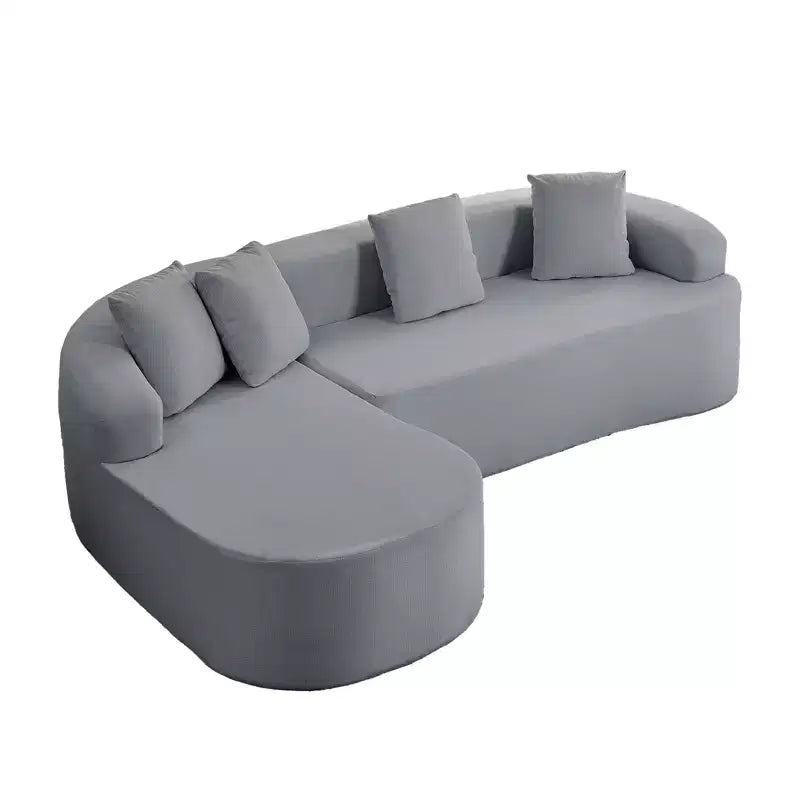 Mjkone 99''Chenille L-Shape Sectional Sofa with Curved ChaiseModern Cloud 3-Seater Sofa