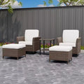 EAGLE PEAK Ocean Vista Wicker Outdoor Patio Seating Set Deep Cushions, Swivel Rocking Chairs Ottomans Table, 5 Pieces