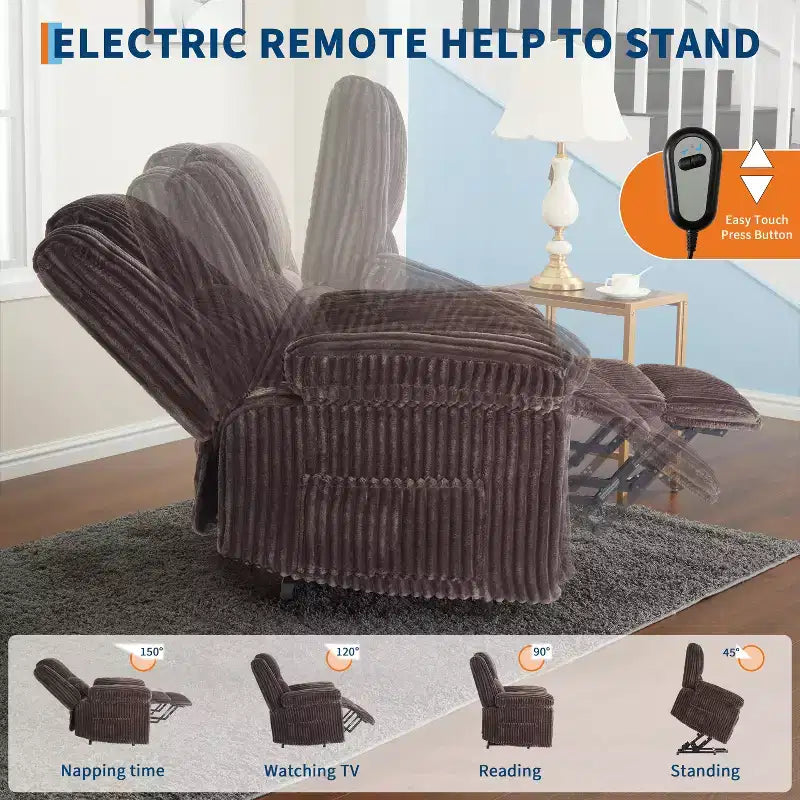 Power Lift Recliner Chair with Heat & Massage, Electric Lift Recliner with Padded Seat & 2 Side Pockets, Single Sofa Seat for Living Room