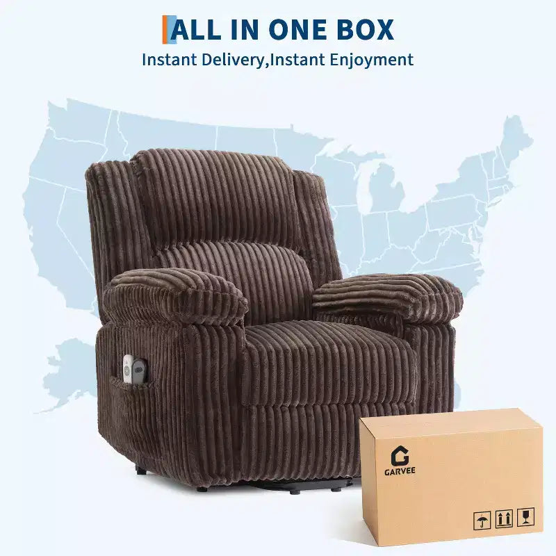 Power Lift Recliner Chair with Heat & Massage, Electric Lift Recliner with Padded Seat & 2 Side Pockets, Single Sofa Seat for Living Room