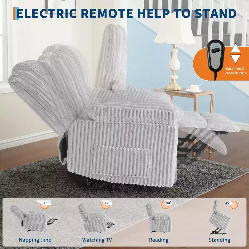 Power Lift Recliner Chair with Heat & Massage, Electric Lift Recliner with Padded Seat & 2 Side Pockets, Single Sofa Seat for Living Room