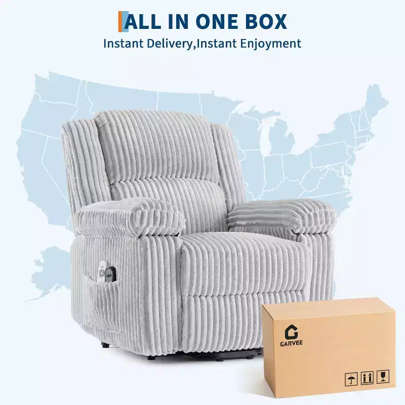 Power Lift Recliner Chair with Heat & Massage, Electric Lift Recliner with Padded Seat & 2 Side Pockets, Single Sofa Seat for Living Room