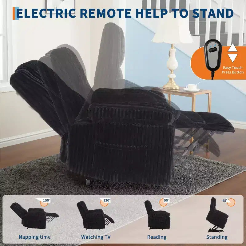 Power Lift Recliner Chair with Heat & Massage, Electric Lift Recliner with Padded Seat & 2 Side Pockets, Single Sofa Seat for Living Room