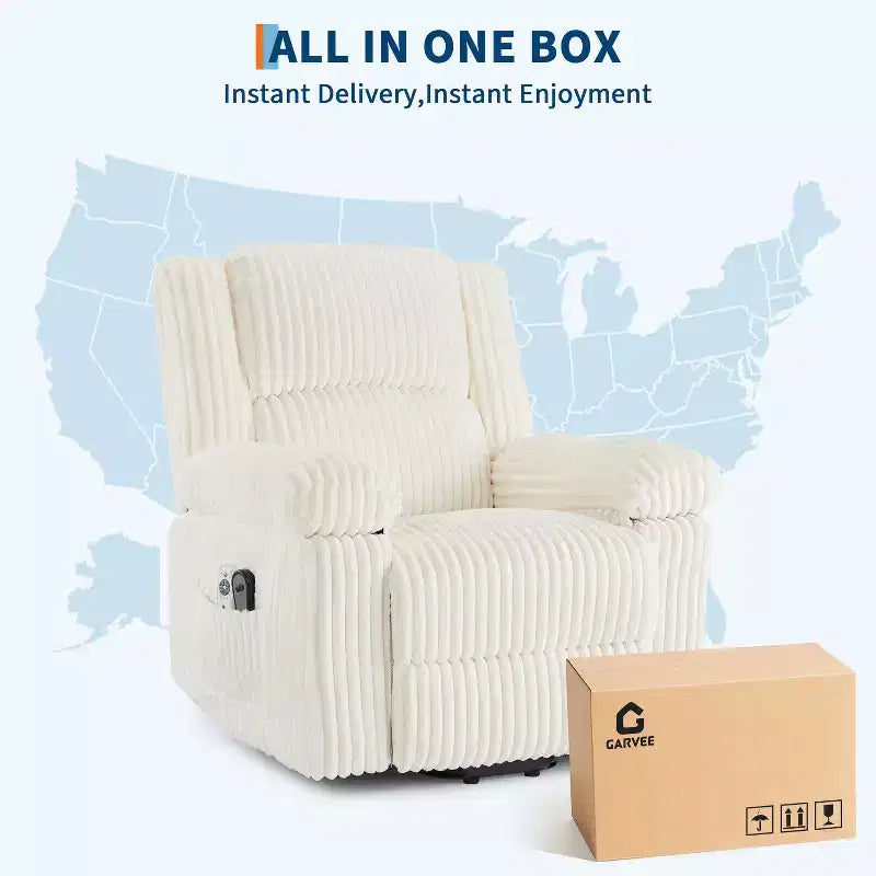 Power Lift Recliner Chair with Heat & Massage, Electric Lift Recliner with Padded Seat & 2 Side Pockets, Single Sofa Seat for Living Room