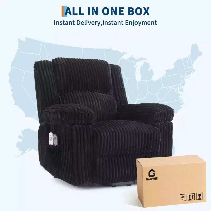 Power Lift Recliner Chair with Heat & Massage, Electric Lift Recliner with Padded Seat & 2 Side Pockets, Single Sofa Seat for Living Room