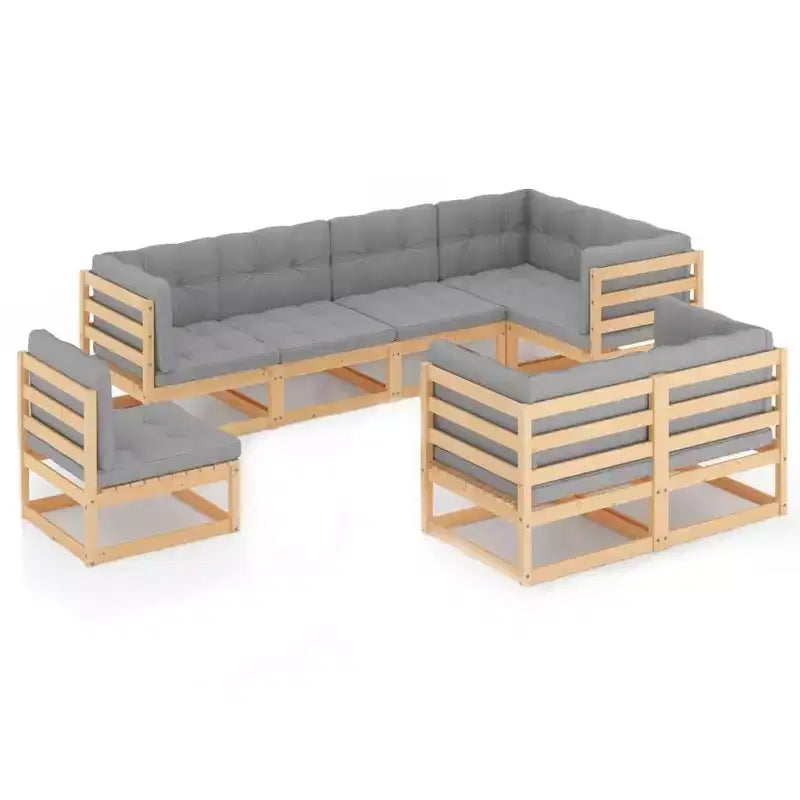vidaXL Patio Lounge Set Natural Solid pinewood Large Modular