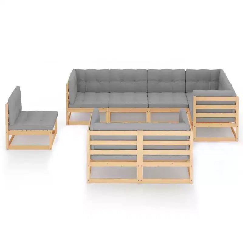 vidaXL Patio Lounge Set Natural Solid pinewood Large Modular