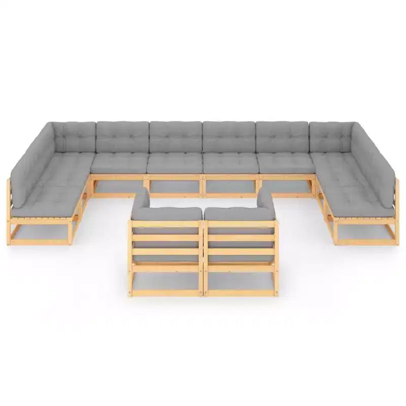 vidaXL Garden Lounge Set Natural Wood Solid Pinewood Large Seats Many