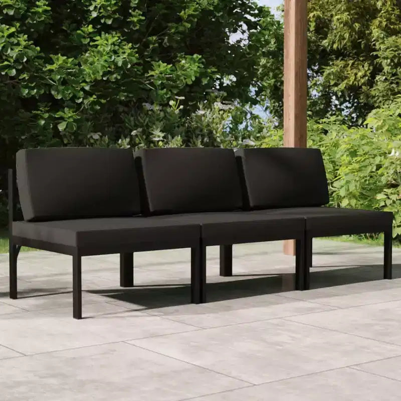 vidaXL Sofá de jardín de 3 plazas antracita aluminio y poliéster mediano