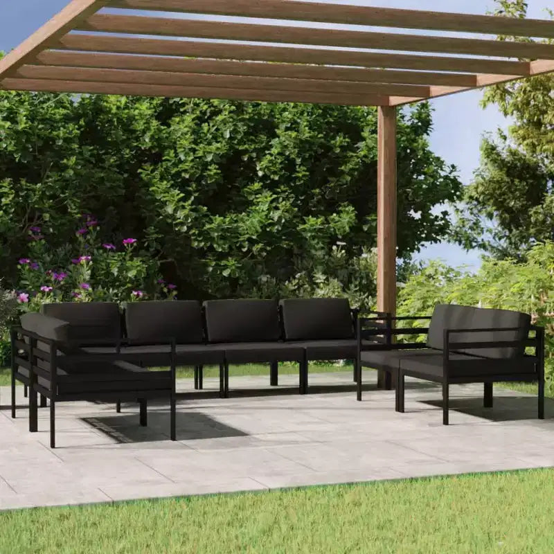 vidaXL Conjunto de Salón de Jardín Sofá Seccional Exterior Mesa Aluminio Antracita