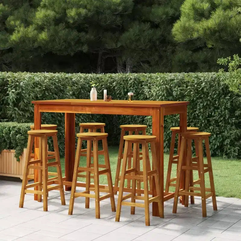 vidaXL Juego de barra de bar de jardín Madera maciza de acacia Grande Duradero
