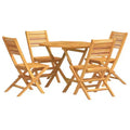 vidaXL 5 Piece Patio Dining Set, Solid Teak Wood, Foldable and Comfortable - Outdoor Dining Furniture for Patio or Deck Use