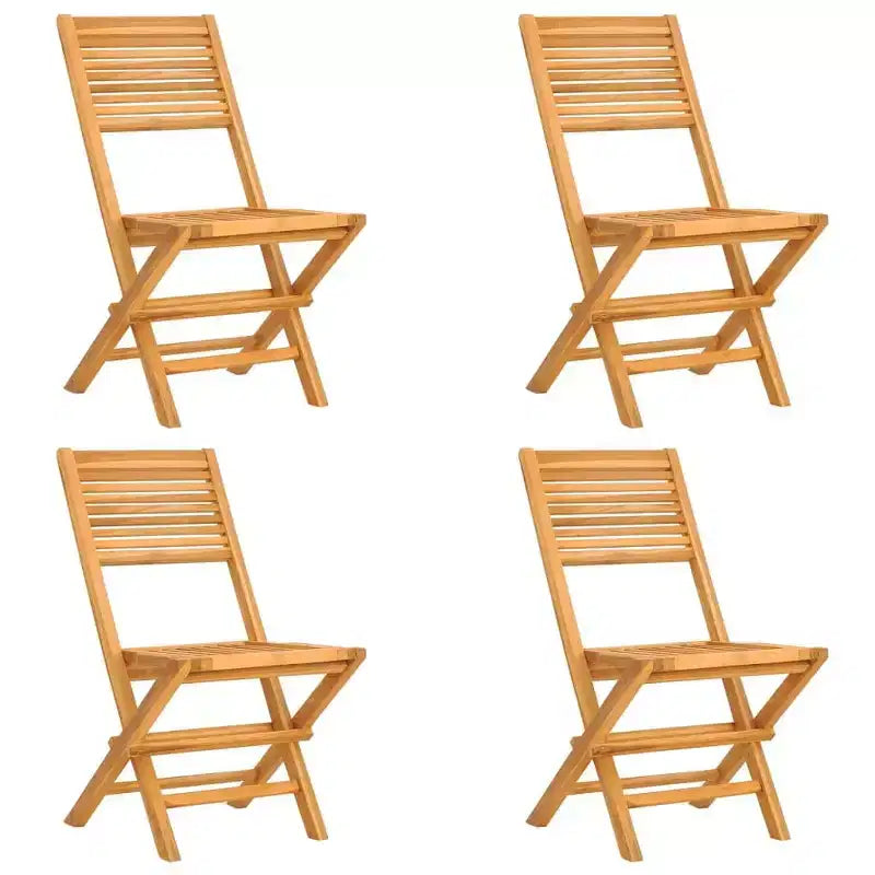 vidaXL Juego de Comedor de Patio de 5 Piezas, Madera de Teca Sólida, Plegable y Cómodo - Muebles de Comedor para Patio o Terraza