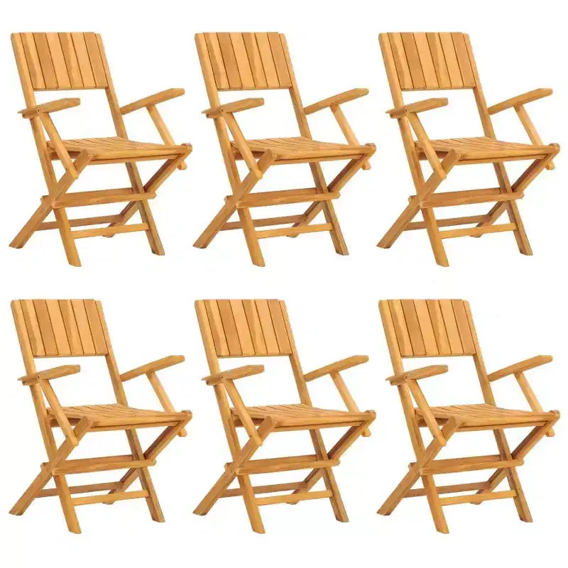 vidaXL Juego de comedor de patio de madera de teca maciza - Colección de mesa rectangular y sillas plegables de 7 piezas con orificio para sombrilla para exterior/terraza/jardín