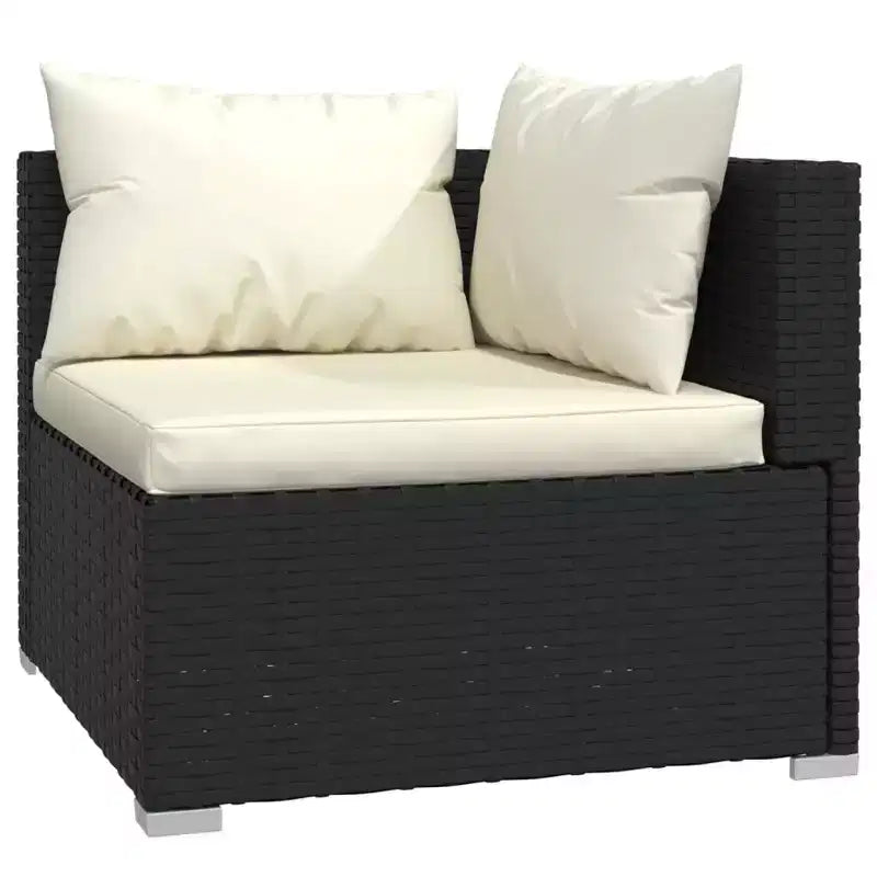 Juego de salón de patio de 8 piezas vidaXL con cojines, juego de muebles de exterior de ratán sintético, diseño modular, resistente al agua, cojines de color crema, negro