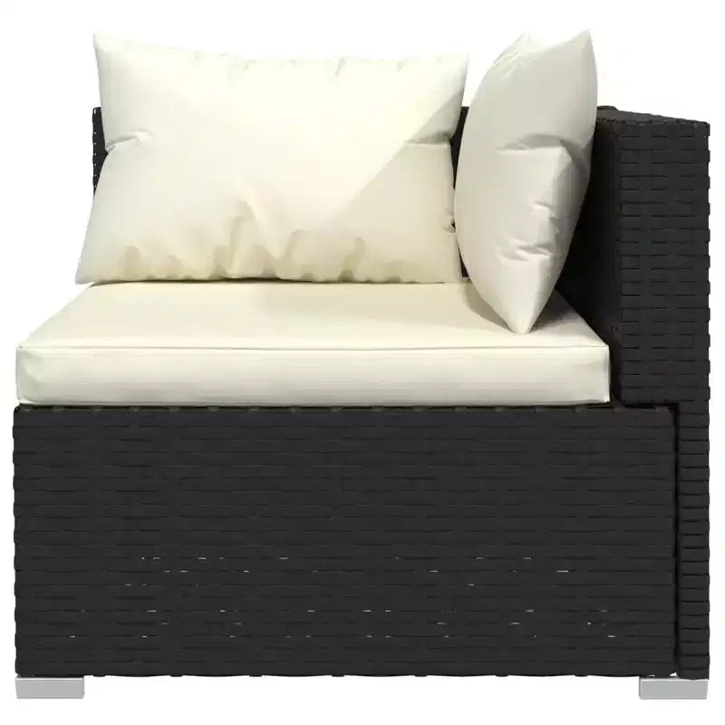 Juego de salón de patio de 8 piezas vidaXL con cojines, juego de muebles de exterior de ratán sintético, diseño modular, resistente al agua, cojines de color crema, negro