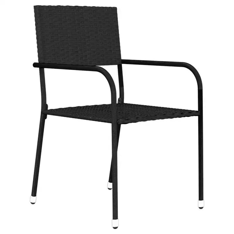 vidaXL Garden Dining Set Black PE Rattan, Powder-Coated Steel, Glass - 55.1 Table Length Black 4-Piece