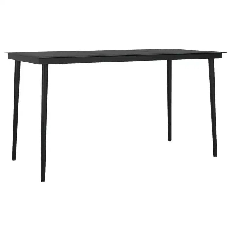 vidaXL Garden Dining Set Black PE Rattan, Powder-Coated Steel, Glass - 55.1 Table Length Black 4-Piece