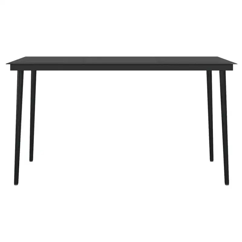 vidaXL Garden Dining Set Black PE Rattan, Powder-Coated Steel, Glass - 55.1 Table Length Black 4-Piece