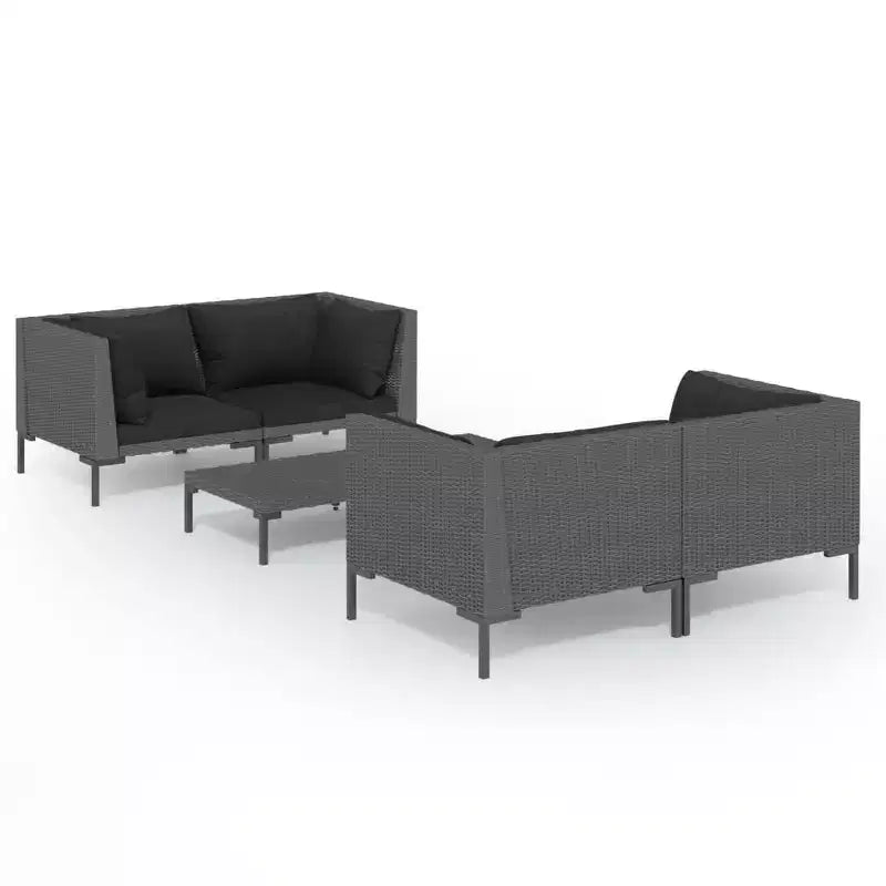 vidaXL Patio Lounge Set Outdoor Sectional Sofa Set with Table, Poly Rattan, Dark Grey