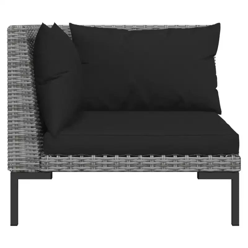 vidaXL Patio Lounge Set Outdoor Sectional Sofa Set Table Poly Rattan Dark Gray