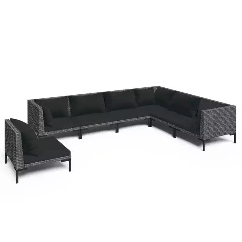 vidaXL Patio Lounge Set Outdoor Sectional Sofa Set Table Poly Rattan Dark Grey