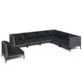 vidaXL Patio Lounge Set Outdoor Sectional Sofa Set Table Poly Rattan Dark Grey