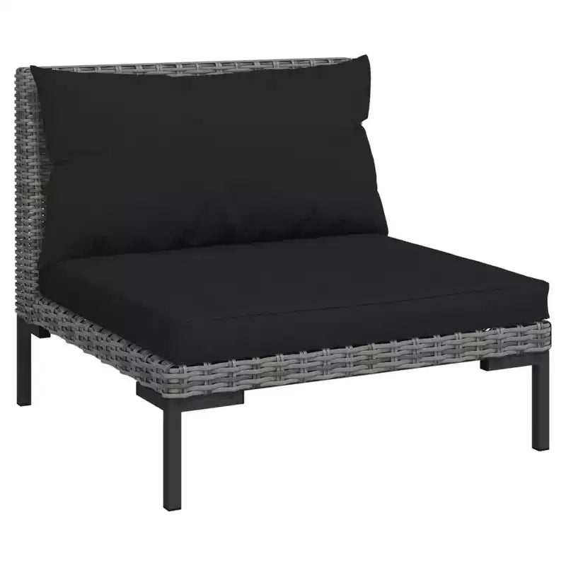 vidaXL Patio Lounge Set Outdoor Sectional Sofa Set Table Poly Rattan Dark Grey