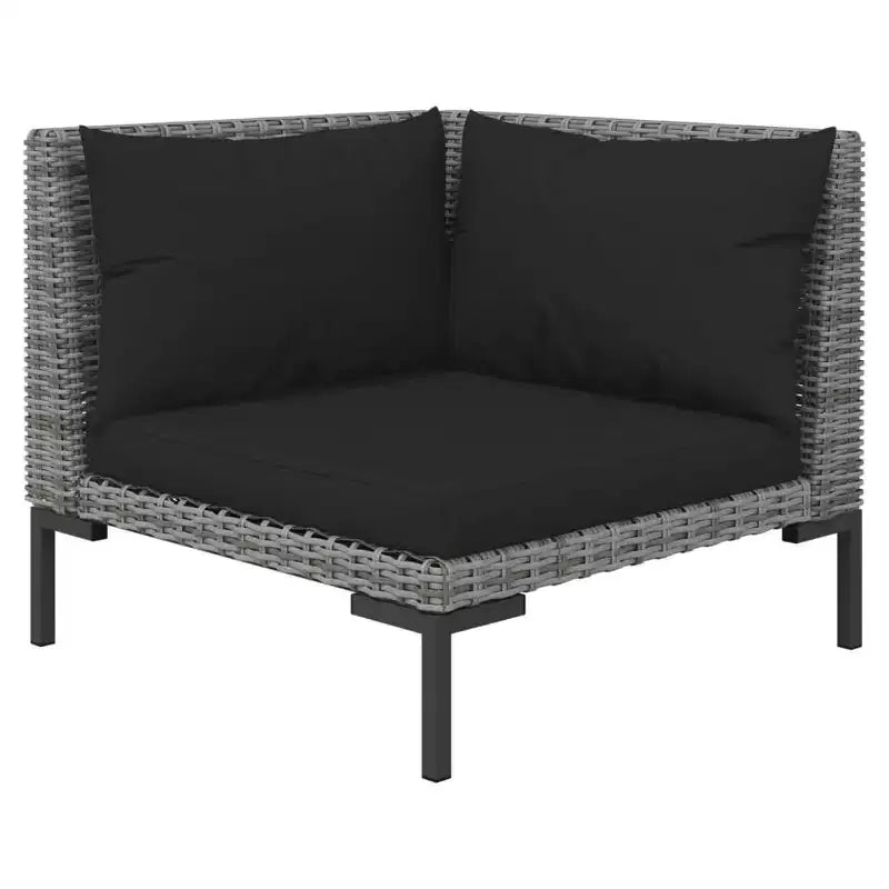 vidaXL Patio Lounge Set Outdoor Sectional Sofa Set Table Poly Rattan Dark Grey