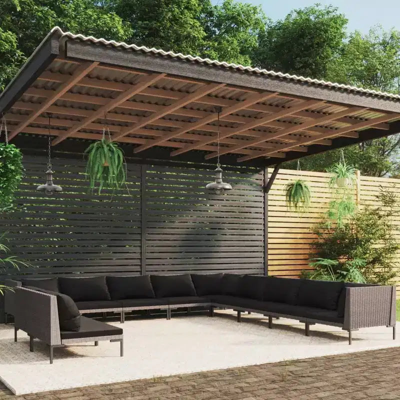 vidaXL Salon de jardin Gris foncé, Noir