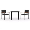 vidaXL 3 Piece PE Rattan Patio Dining Set - Weather-Resilient, Powder-Coated Steel Frame - Includes Square Table and 2 Chairs, Black