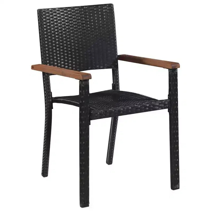 vidaXL 3 Piece PE Rattan Patio Dining Set - Weather-Resilient, Powder-Coated Steel Frame - Includes Square Table and 2 Chairs, Black