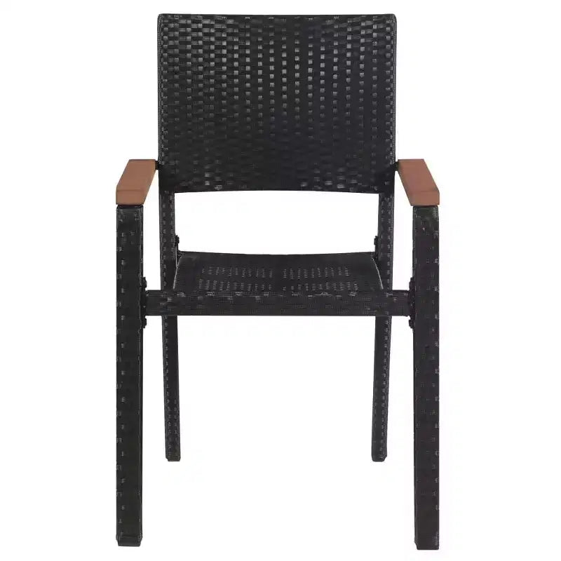 vidaXL 3 Piece PE Rattan Patio Dining Set - Weather-Resilient, Powder-Coated Steel Frame - Includes Square Table and 2 Chairs, Black