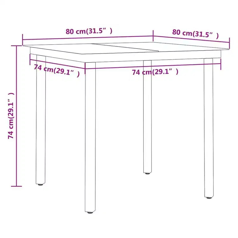 vidaXL 3 Piece PE Rattan Patio Dining Set - Weather-Resilient, Powder-Coated Steel Frame - Includes Square Table and 2 Chairs, Black