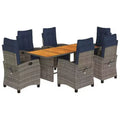 vidaXL 9 Piece Patio Dining Set with Cushions Gray Poly Rattan