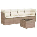 vidaXL Garden Sofa Set Beige PE Rattan, Powder-Coated Steel, Tempered Glass