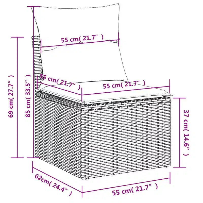 vidaXL Garden Sofa Set Beige PE Rattan, Powder-Coated Steel, Tempered Glass