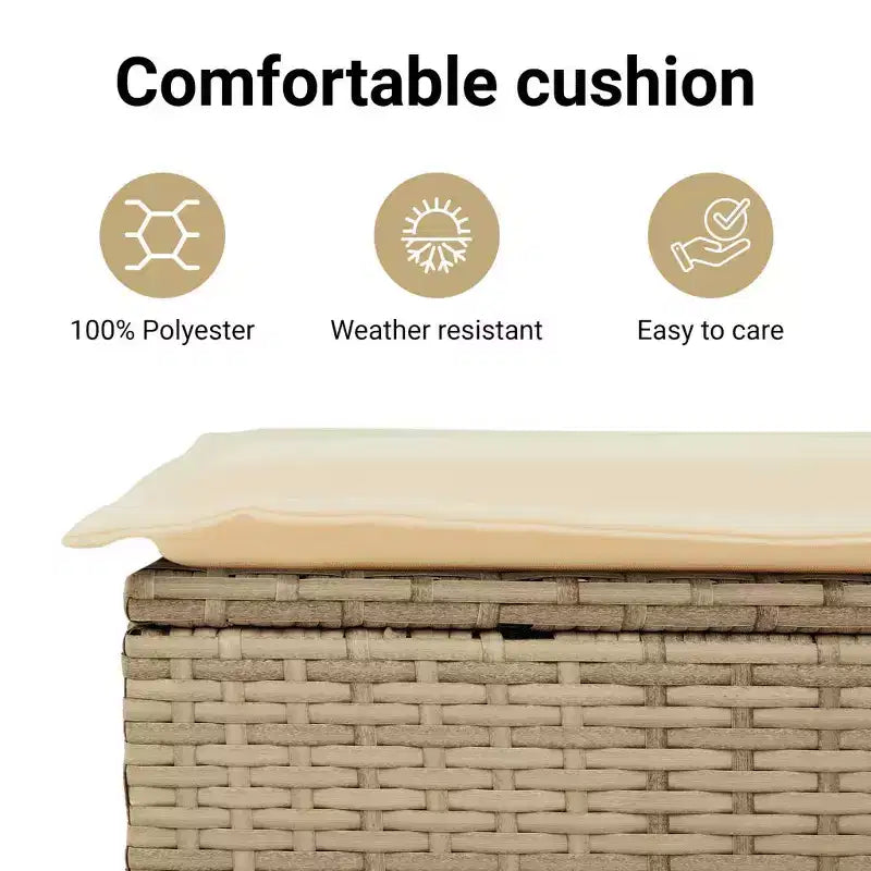 vidaXL Garden Sofa Set Beige PE Rattan, Powder-Coated Steel, Tempered Glass