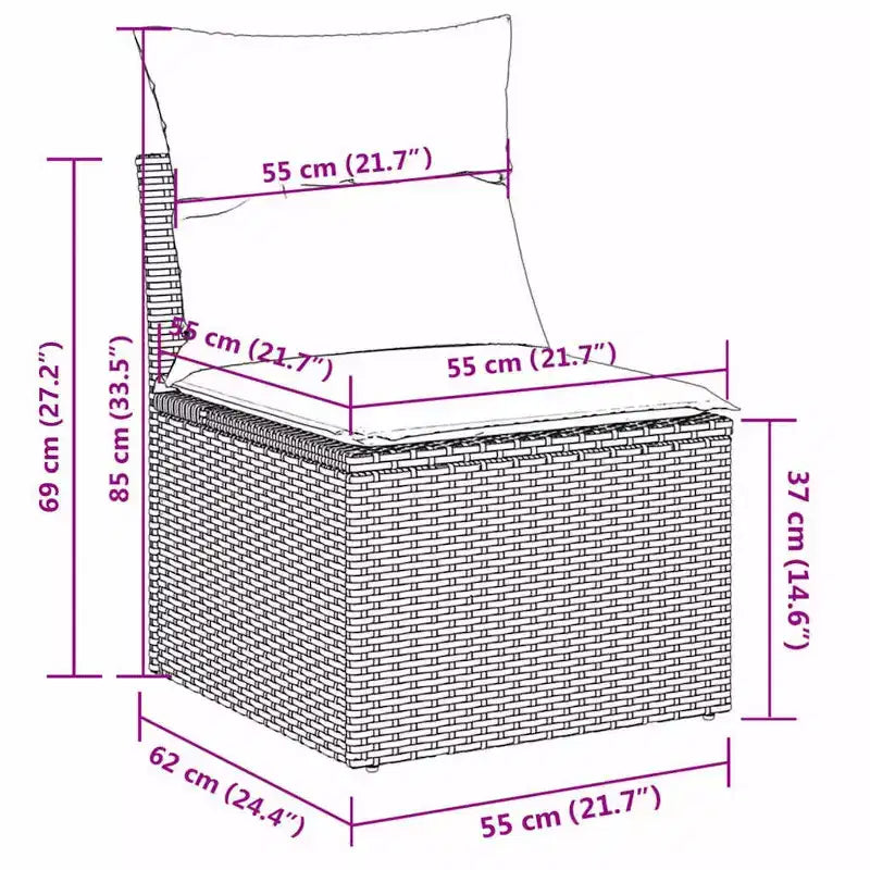 vidaXL Garden Sofa Set Beige PE Rattan, Powder-Coated Steel, Tempered Glass