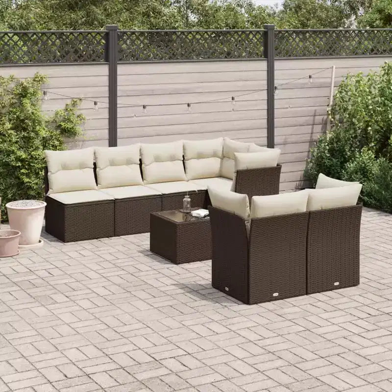 vidaXL Salon de jardin marron, blanc crème