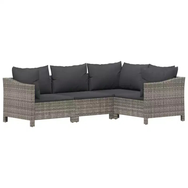 vidaXL Juego de 8 Muebles de Jardín con Cojines Ratán Sintético Gris
