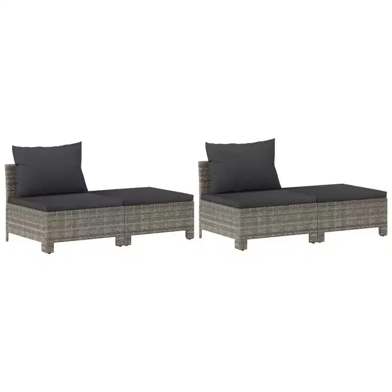 vidaXL Juego de 8 Muebles de Jardín con Cojines Ratán Sintético Gris