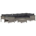vidaXL Patio Furniture Set Outdoor Armchair with Cushions Gray Poly Rattan