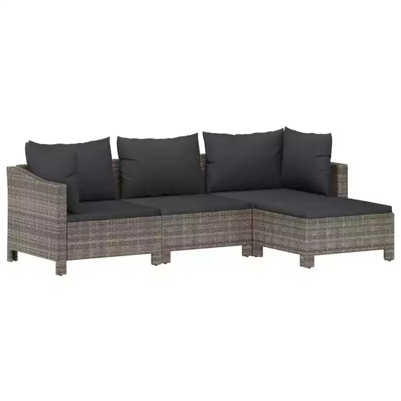 vidaXL Conjunto de Muebles de Jardín Sillón de Exterior con Cojines Ratán Sintético Gris