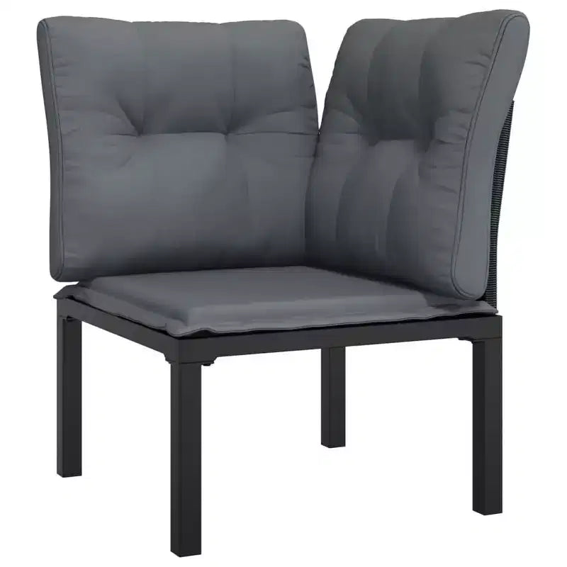 vidaXL Patio Lounge Set Outdoor Patio Furniture Black and Gray Poly Rattan